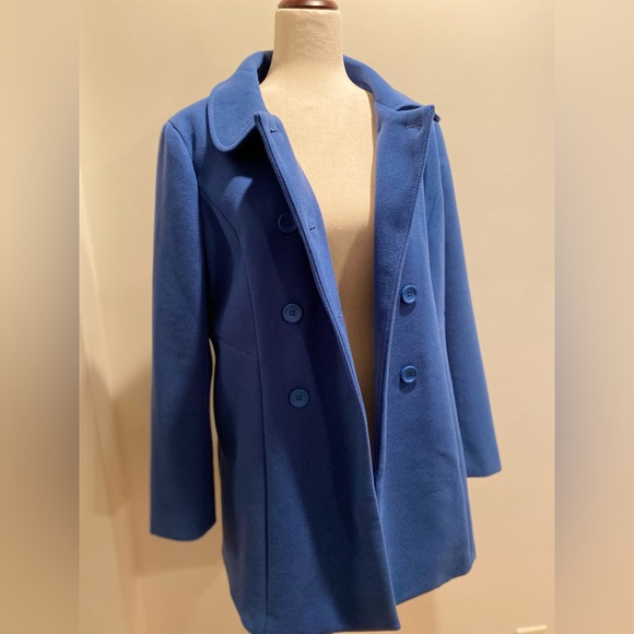 Allegra K, Size Large, Blue, Peter Pan Collar Double Breasted Trench Coat NWT - Picture 12 of 13